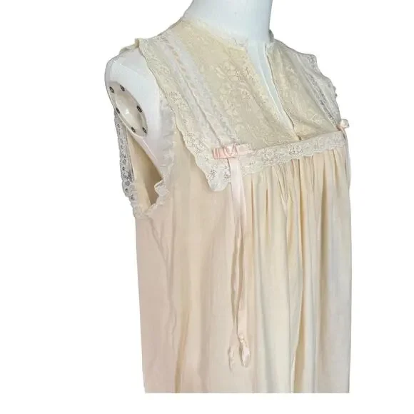 Vintage 50's Christian Dior cream & pink lace long nightgown size small - Picture 5 of 16